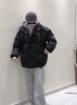 啄木鳥羽絨棉服棉襖子男冬季港風(fēng)青少年學(xué)生情侶裝面包服保暖棉衣外套 99假兩件連帽款黑色 XL 【130-145斤】 曬單實(shí)拍圖