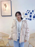 羽絨棉服少女冬裝初中高中學(xué)生假兩件連帽面包服加厚棉襖棉衣外套 米白色 S 曬單實(shí)拍圖