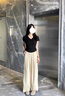 相伊戀人山本褲女2025年夏季新款高腰寬松休閑褲垂墜感慵懶冰絲闊腿褲子 米杏色【常規(guī)/小個(gè)子款】 M 【適合96-110斤】 曬單實(shí)拍圖