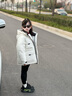 雅鹿痞帥工裝兒童羽絨服男童女童中長款2025新款大童冬季加厚外套 米白色 130 曬單實拍圖