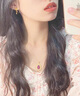 ?？ㄒ理?xiàng)鏈女士金鑲玉吊墜金水滴紅色寶石項(xiàng)鏈情人節(jié)生日禮物 水滴金吊墜+18金肖邦鏈 曬單實(shí)拍圖