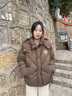 Teenie Weenie小熊女裝羽絨服2025冬新款休閑時(shí)髦仿羊羔毛拼接外套 棕色 M 曬單實(shí)拍圖