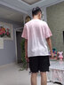 唐號（tanghao）漸變短袖T恤男款夏季潮牌潮流寬松大碼上衣服2025新款五分袖T恤 粉色 XL 曬單實(shí)拍圖