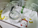青蘋果耐熱玻璃水杯465ml四只 四色把手玻璃杯 圍爐煮茶杯牛奶杯 曬單實拍圖