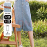 三彩2024秋季新款牛仔裙高腰半身裙直筒裙開叉中長裙簡約女 藍灰 L 165/72A 曬單實拍圖