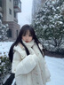 舒芳蝶（shufangdie）羽棉襖絨服女2024年秋冬季韓版寬松棉衣加厚外套面包服時尚棉服女 美拉德白 M 曬單實(shí)拍圖