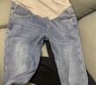 婧麒（JOYNCLEON）孕婦褲冬季加絨牛仔褲大碼闊腿褲外穿直筒褲  L Jyk45518 曬單實(shí)拍圖