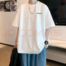 型男港夏季純棉短袖t恤男潮牌寬松半袖韓版潮流簡(jiǎn)約百搭休閑上衣半截袖 白色 K41 XL 曬單實(shí)拍圖