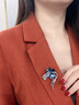 迪后（Dirholl）品牌四葉草胸針高檔女奢華胸花別針女士西服配飾品情人節生日禮物 四葉草胸針-深藍色【精美禮盒】 曬單實(shí)拍圖