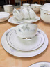 曼遠品牌景德鎮陶瓷餐具套裝家用骨瓷碗碟碗盤(pán)輕奢喬遷新居結婚禮盒 柳岸煙霞【精致10人配置】 60件套 曬單實(shí)拍圖