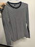 優(yōu)衣庫女裝柔軟羅紋條紋圓領(lǐng)T恤長(cháng)袖百搭打底內搭秋冬新款480036 69 藏青色 M /160/84A 曬單實(shí)拍圖