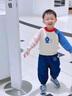幼歌（YOUGE）嬰幼兒秋季新款活力撞色套頭毛衣童趣多彩親膚保暖長袖 粉藍(lán)袖 110 cm 曬單實(shí)拍圖