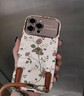 品盟（PISMEXOK）適用于蘋(píng)果iPhone17/16/15/14promax手機殼小香風(fēng)新款防摔輕奢高級感玫瑰花皮紋時(shí)尚保護套個(gè)性女 【黑白 素描花朵 -立體山茶花】+掛繩 iPhone 17 P 曬單實(shí)拍圖