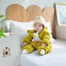G.DUCKKIDS小黃鴨童裝嬰兒羽絨服連體衣冬裝男女寶寶加厚保暖爬服白鴨絨抱衣 桔紅色寶寶外出服 80 尺碼建議9-12個(gè)月cm 曬單實(shí)拍圖