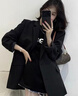 繪詩慧休閑西裝外套女裝秋季高級感2025新款正裝職業(yè)通勤小個子小西服 兩粒扣西裝外套【黑色】 XL 【建議110-120斤】 曬單實(shí)拍圖