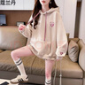 蔻蘭丹（KOULANDAN）連帽衛(wèi)衣女2025春秋冬新款韓版寬松刺繡中長款顯瘦學(xué)生上衣外套 卡其色 L 曬單實拍圖