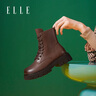 ELLE國際品牌馬丁靴女靴春季短靴工裝靴子美拉德風(fēng)皮靴女切爾西靴 巧克力色 37 (235mm) 標(biāo)準(zhǔn)碼 曬單實拍圖
