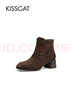 接吻貓KISSCAT舒適女鞋冬季莫卡辛時(shí)尚通勤圓頭側拉鏈時(shí)裝靴 雅丹棕 （加絨） 36 曬單實(shí)拍圖