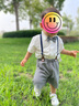 Auro Mesa男童紳士禮服夏季新款短袖白襯衫背帶褲領(lǐng)結(jié)套裝周歲花童表演禮服 白色 90 曬單實(shí)拍圖