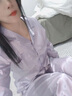 莫代爾高級感冰絲睡衣女春秋款長袖2025年新款仿真絲夏季家居服套裝 霧霾藍(lán)紫 L 曬單實(shí)拍圖