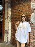 S·J·V·K2025新款字母短袖t恤女夏季寬松oversize學(xué)院風(fēng)情侶休閑百搭上衣 白色 2XL 曬單實(shí)拍圖