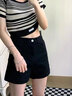 啟動引擎黑色牛仔短褲女2025新款夏季薄款高腰顯瘦a字小個子卷邊彈力熱褲 黑色 26 曬單實拍圖