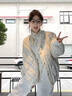 詩(shī)丹蕊美式小碎花立領(lǐng)扣子棉服女2025新款冬季加厚羽棉襖絨服面包服外套 白色 均碼 【可備注碼數】 曬單實(shí)拍圖