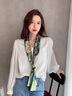 CHALL KITTY真絲絲巾女士長(cháng)條桑蠶絲巾高檔紗巾媽媽生日禮物教師節禮物送老師 綠色叢林-品牌高檔高級感 曬單實(shí)拍圖