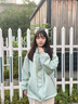 DALEY MODE 加絨外套女ins2025新款韓版寬松工裝港風(fēng)學(xué)生日系棉衣女 淺綠色 加絨加厚高品質(zhì)升級版 S 75-95斤 曬單實(shí)拍圖
