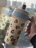 壹滴滴大容量保溫杯帶手柄茶水分離泡茶杯女便攜吸管水杯辦公室冰霸杯子 豹紋元素-1000ml 曬單實(shí)拍圖