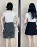 皮爾卡丹百褶裙女秋冬025新款高腰松緊大碼胖mm短裙顯瘦a字小個(gè)子jk半身 黑色(口袋款) M 曬單實(shí)拍圖