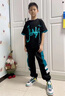 G.DUCKKIDS童裝男童夏裝套裝兒童衣服中大童夏裝防蚊褲套裝男孩短袖小學(xué)生 黑色 160 尺碼13~14歲【150-160cm】 曬單實(shí)拍圖