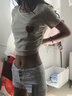 La Chapelle Sport拉夏貝爾抽繩短袖t恤女夏季潮流時尚辣妹高腰露臍修身顯瘦打底衫 奶白色(愛藝心胸標) S /155(推薦80-95斤) 曬單實拍圖