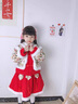 寧悠小孩過年衣服女孩女童拜年服冬款新年衣服兒童中國風童裝加厚唐裝 紅色_加厚加棉 配頭飾和眉心貼 120 曬單實拍圖
