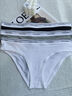 Calvin Klein內衣女士三條裝ck提花腰邊純色性感比基尼三角內褲女QP3276O MP1-太空黑/椰青灰/月光白 3條 M 曬單實(shí)拍圖
