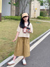 小咕嘟熊女童夏季闊腿褲套裝新款時(shí)尚2024年中小學(xué)生夏天休閑褲裙兩件衣服 米色 130 曬單實(shí)拍圖