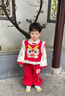 班喜迪漢服男童套裝秋冬款兒童過(guò)年唐裝寶寶周歲喜慶衣服女童國風(fēng)拜年服 紅色 100 曬單實(shí)拍圖