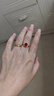 中鑫珠寶戴妃款黃金紅鋯石戒指群鑲工藝足金鴿子蛋金戒節日送禮物 金重3.61克（13圈號） 曬單實(shí)拍圖