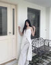 ELLE2025春季新款提花氣質(zhì)吊帶連衣裙女設(shè)計(jì)感度假風(fēng)小眾純棉裙子 白色 L 曬單實(shí)拍圖