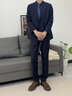 吉約蒙（G·MONS）澳洲羊毛西服套裝男士藏青色雙排扣結(jié)婚伴郎商務(wù)正裝西裝整套男 0671藏青色【上衣+褲子】 48 曬單實拍圖
