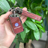 沃霆適用大眾鑰匙套探岳途觀(guān)L朗逸速騰cc帕薩特木紋合金殼鑰匙包套扣 B款-桃木紅【皮繩扣】 曬單實(shí)拍圖