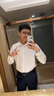 超媛長袖襯衫男士襯衣春秋男商務(wù)修身免燙職業(yè)正裝工裝男面試襯衫 白色平紋 2XL (41) 【130-140斤】 曬單實拍圖