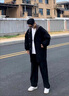 gxmy中長(cháng)款夾克外套男士休閑套裝秋冬季青少年痞帥氣衣服男裝三件套 黑色外套+黑色毛衣+常規小西褲 XL 【建議125-140斤 曬單實(shí)拍圖