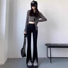 矜持范黑色微喇開叉牛仔褲女2025年春款拖地魚尾褲高腰顯瘦直筒喇叭褲子 黑色 高質(zhì)量長(zhǎng)褲款 M 95-105斤 曬單實(shí)拍圖