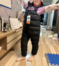 保姆鵝 兒童羽絨背帶褲保暖舒適男女童易穿脫防風(fēng)防寒連體褲冬 大象灰 120 曬單實(shí)拍圖