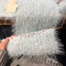 途尊雪落時(shí)分圍巾手工diy毛線(xiàn)長(cháng)絨毛手混線(xiàn)編織保暖圍脖送閨蜜男女友 雪落時(shí)分【2團線(xiàn)+竹針+教程+禮袋】 曬單實(shí)拍圖