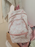 Badoubadou日系書(shū)包女ins小眾原宿涂鴉設計雙肩包初高中大學(xué)生大容量 粉色(+桃子君徽章＋面包片) 曬單實(shí)拍圖