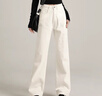 真維斯（Jeanswest）米白色垂感闊腿牛仔褲女秋季新款復古窄版顯瘦直筒褲子女 M白色長(cháng)褲 【身高160CM以下】 M 建議95-105斤 【卡碼拍大】 曬單實(shí)拍圖