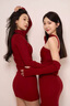 柯蘭娜性感辣妹v領(lǐng)針織打底連衣裙女秋冬紅色跨新年修身顯瘦包臀短裙子 紅色 S 建議90斤以下 曬單實(shí)拍圖