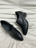 波爾諦奇（BOERDIQI）頭層牛皮真皮女鞋春秋款單鞋粗高跟職業(yè)復古顯瘦時(shí)裝鞋 黑色 38 曬單實(shí)拍圖